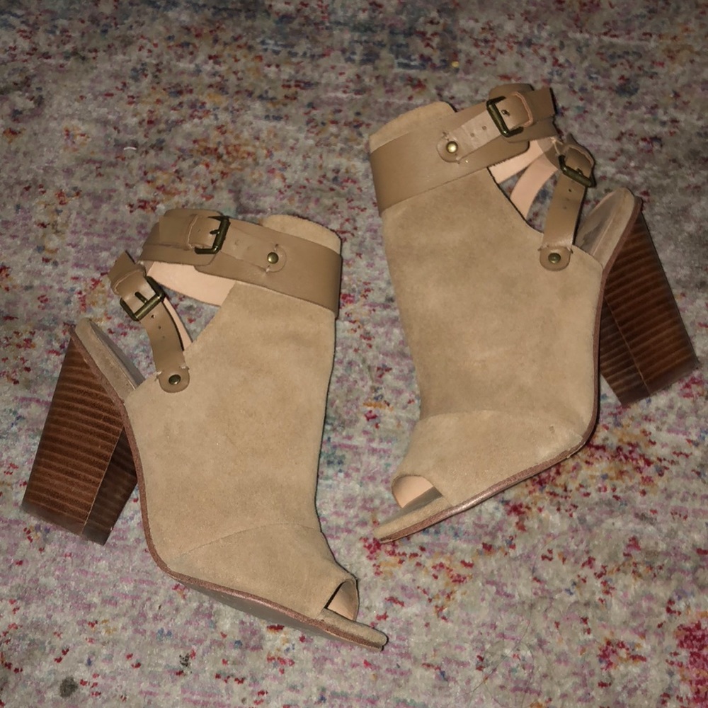 Joes jeans open toe bootie. Khaki suede